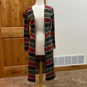 Stripe long cardigan sweater